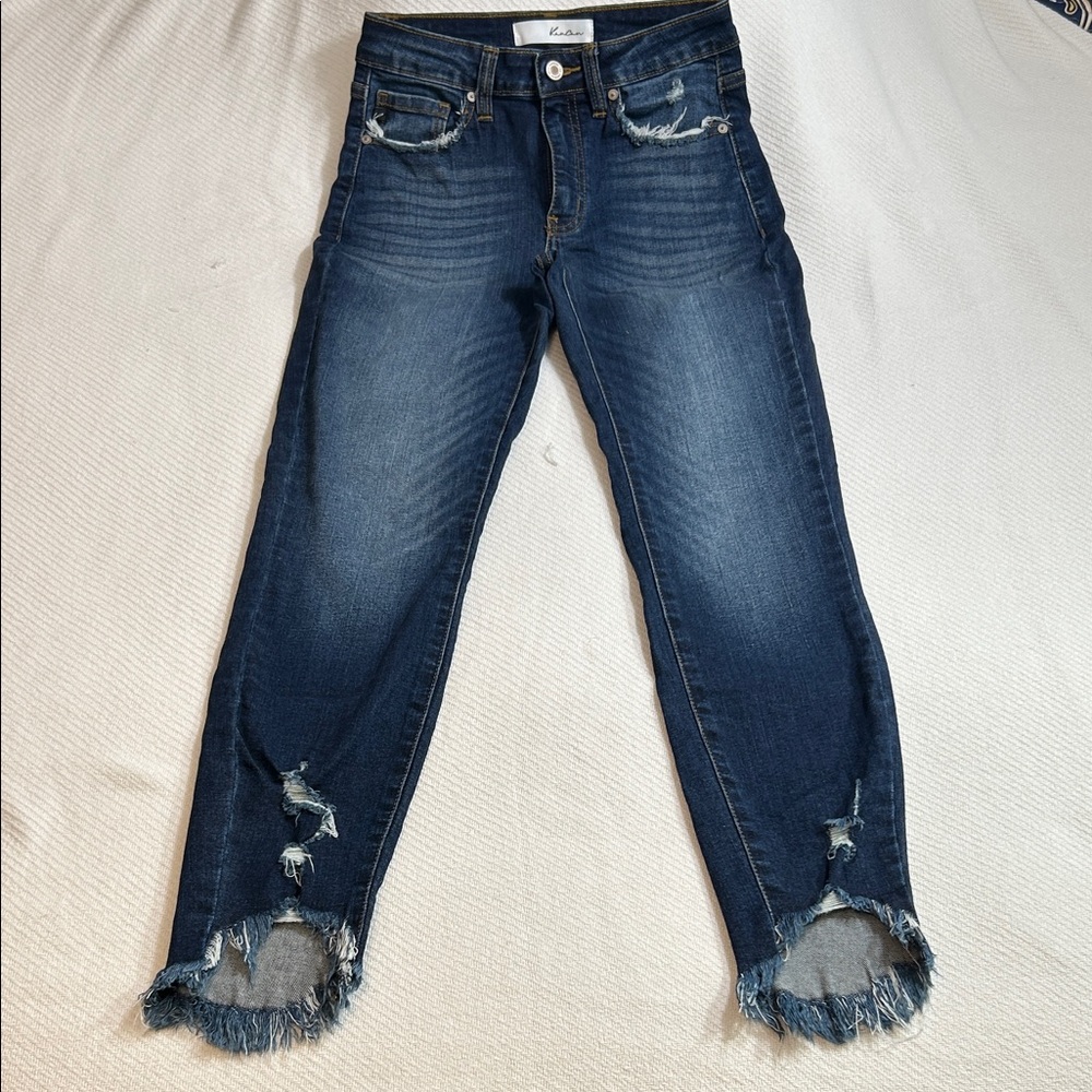 KanCan Dark Wash Distressed Ankle Jeans